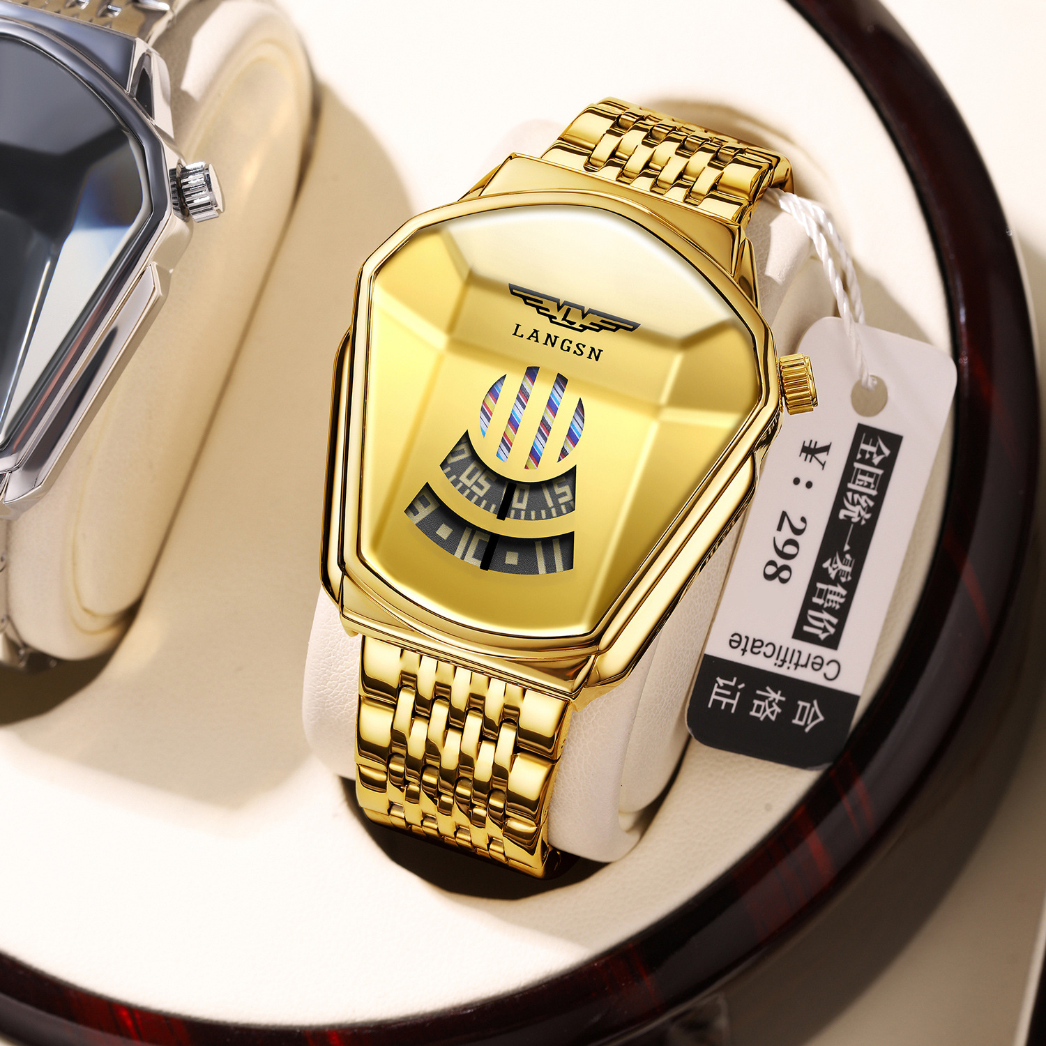 外贸跨境黑科技手表男抖音合金男表机车个性手表防水菱形创意腕表