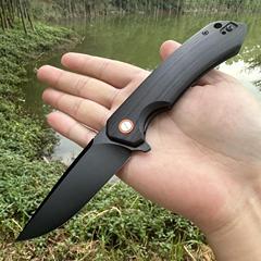 黒チタン8CR15MOVブレード屋外ベアリング折り畳みナイフG10ハンドル黒武士EDCキャンプナイフ