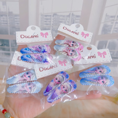 新しいアナと雪の女王子供用ヘアアクセサリープリンセスエルザBBクリップ少女かわいいサイドクリップ前髪ブロークンヘアクリップ