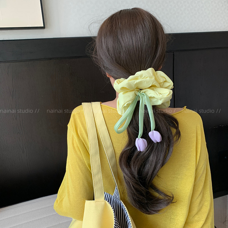 チューリップインテースヘアゴム～カラフルで甘い女の子のボールヘッドローポニーテールヘアロープ綿充填森風フラワーヘアアクセサリー|undefined