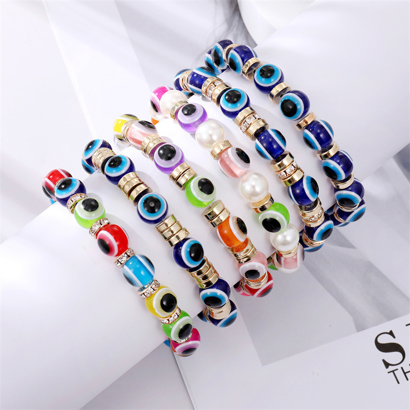 Fashion New Vintage Handmade Colorful Blue Devil's Eye Beaded Bracelet display picture 5