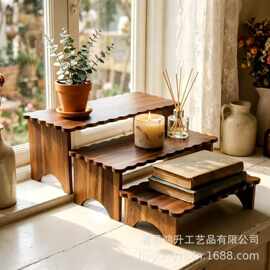 跨境木质波浪形置物架节日派对桌面阶梯式甜品展示架玩具陈列架