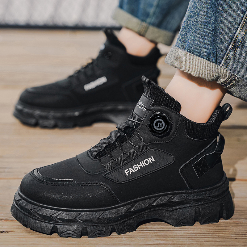 Zapatos masculinos de otoño e invierno nuevos zapatos de alta ayuda hombres estilo británico retro botas cortas con suelas gruesas antideslizantes botas Martin hombres image 1