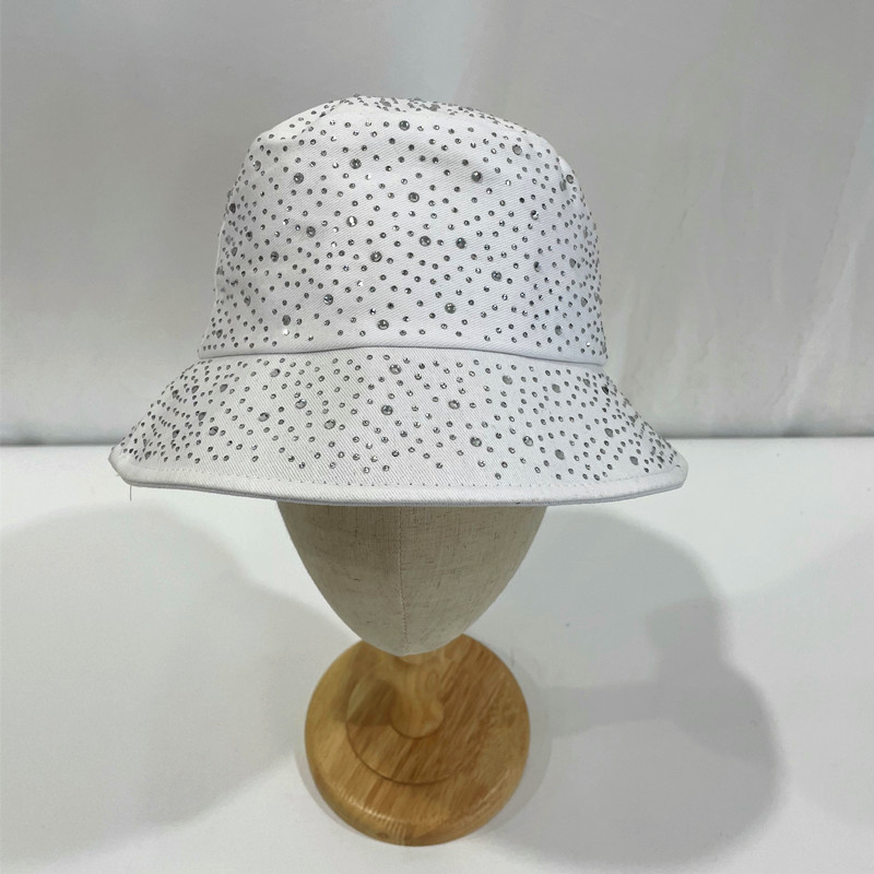 امرأة غير رسمي أنيق اللون الصامد حجر الراين طنف واسعة قبعة دلو display picture 14