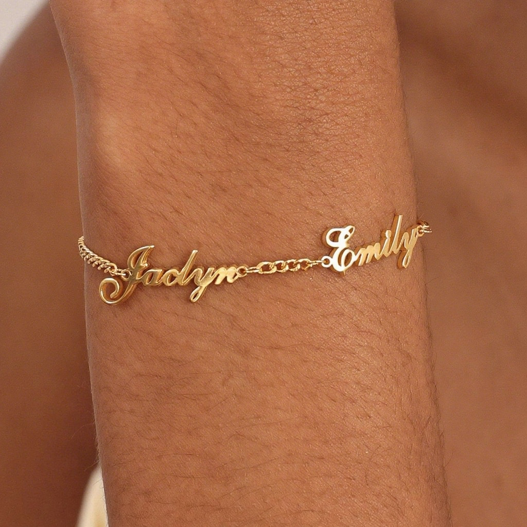 Multi-Name Letter Bracelet Custom Ins Style Couple Stainless Steel Letter Bracelet Factory Direct Sales One Piece Minimum Order