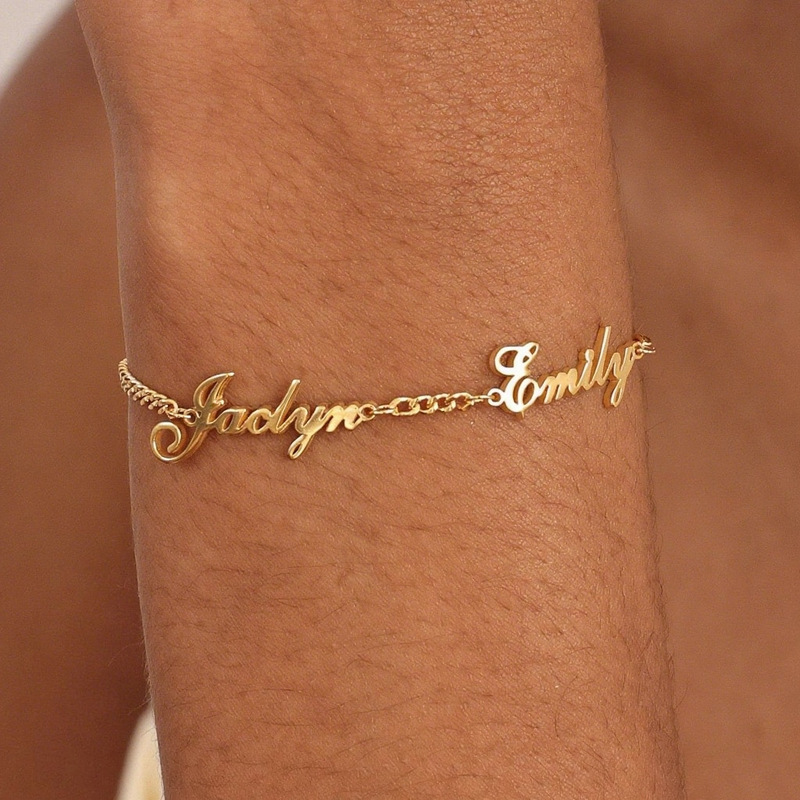 Multi-Name Letter Bracelet Custom Ins Style Couple Stainless Steel Letter Bracelet Factory Direct Sales One Piece Minimum Order