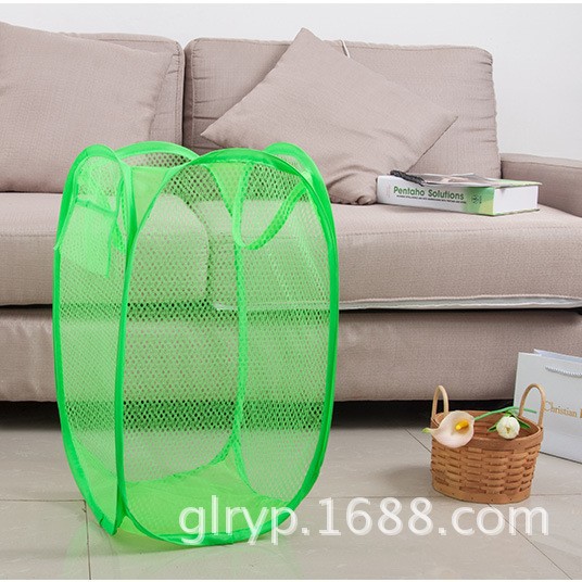 Directo de fábrica nueva cesta de lavandería de malla plegable de color sólido cesta de lavandería de almacenamiento transpirable cesta de almacenamiento de artículos diversos de juguete