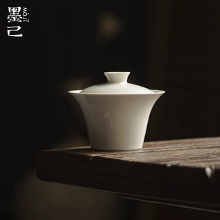墨己 草木灰古泥马蹄盖碗陶瓷薄胎大撇口家用泡茶碗功夫茶具主泡