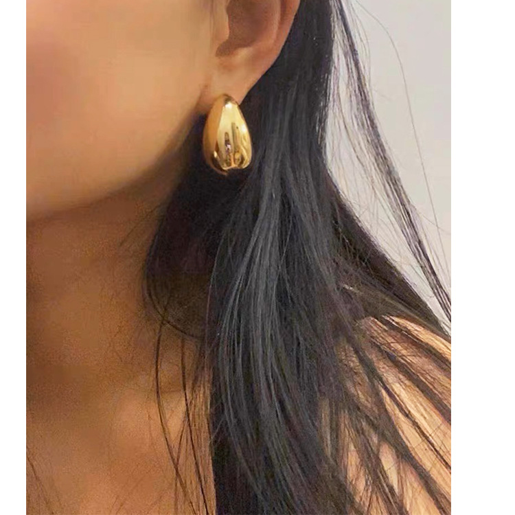 Copper Material 1 Pair Modern Style Water Droplets Plating Copper Ear Studs