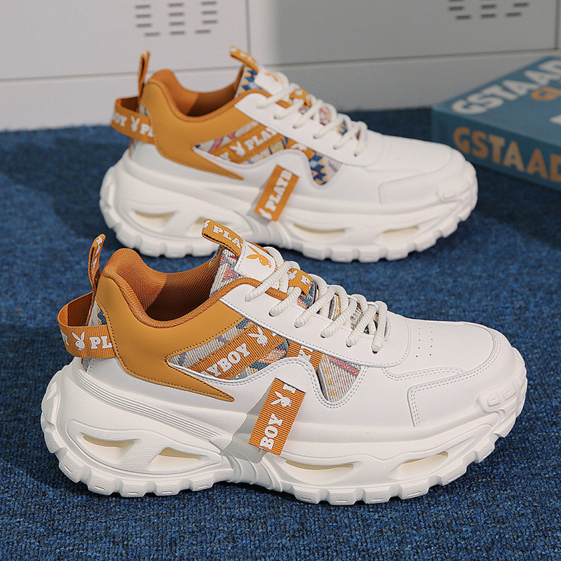 Playboy Men's Shoes 2026 Spring New White Sneakers Men's Mesh Breathable Sports Shoes Height-Increasing Dad Shoes Playboy Men's Shoes 2026 Spring New White Sneakers Men's Mesh Breathable Sports Shoes Height-Increasing Dad Shoes