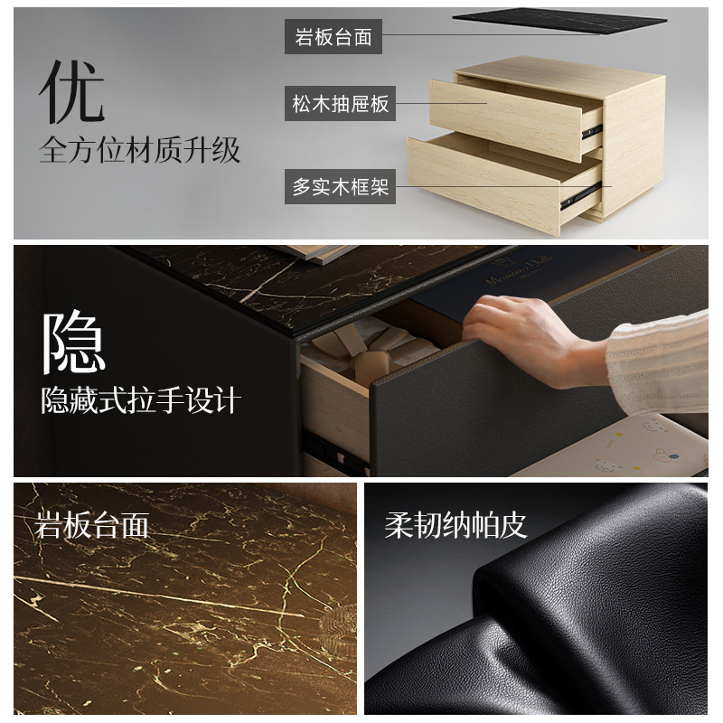 Armario de almacenamiento de mesita de noche todo en uno 2025 nuevo armario de almacenamiento de dormitorio doméstico de gran tamaño armario italiano de madera maciza de lujo ligero