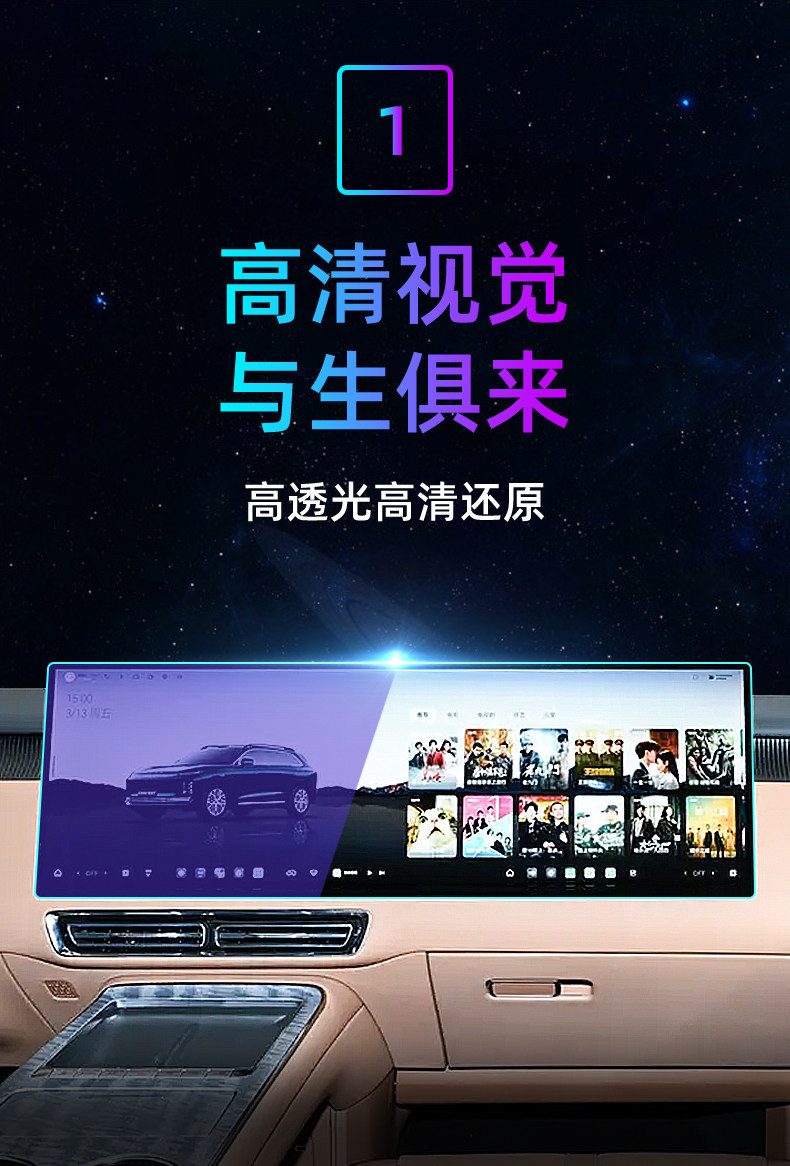 Suitable for 26 models of Xingtu EX7 central control tempered film, car navigation screen protector, display screen protective film, dashboard