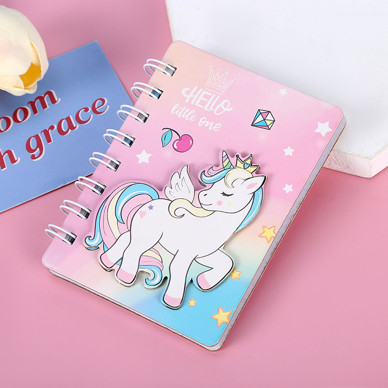 Notebook de hojas sueltas tridimensionales de unicornio de celebridades de Internet Cute Girl Heart Bobina Bloc de notas Mini libro de contabilidad manual Papelería