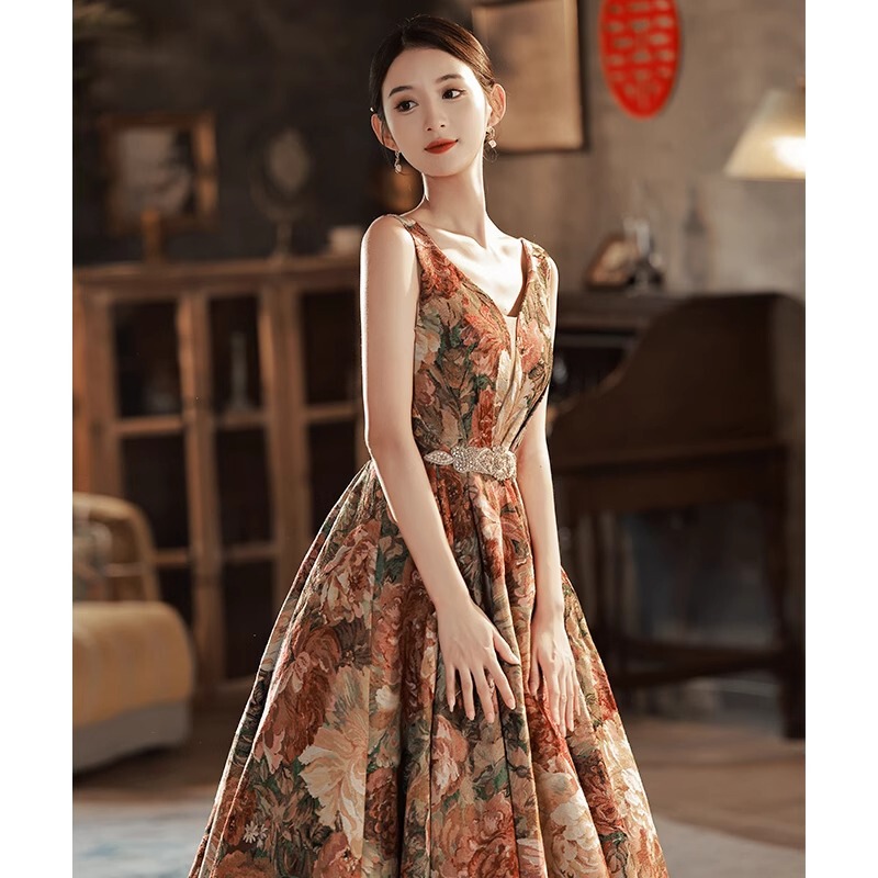 Evening Dress for Women 2025 New Style Long Floral Wedding Toast Dress Bride Engagement Summer Elegant and Graceful