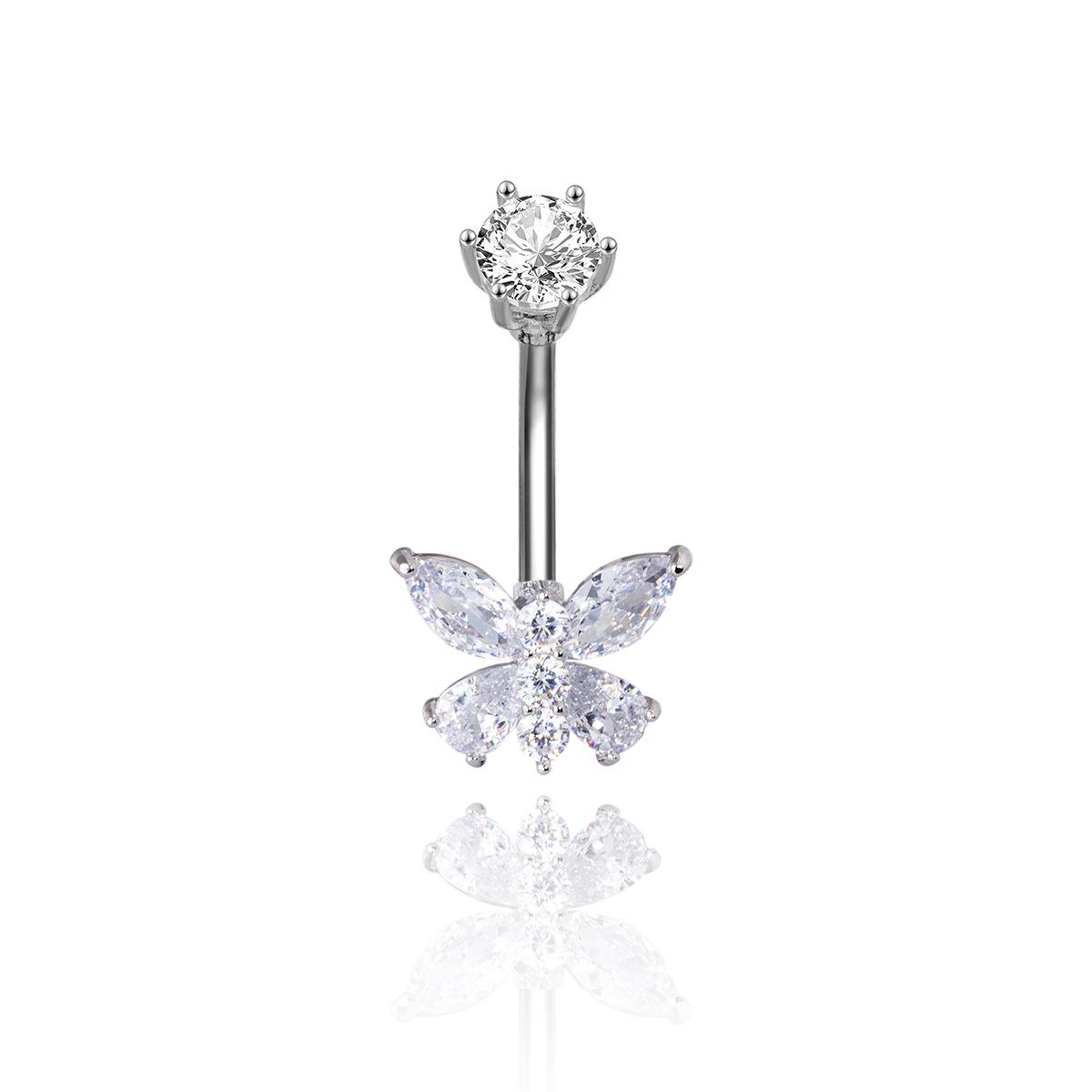 Anneaux de nombril tendance, style européen, mignons et doux, motif ours, collection papillon, simples et polyvalents, sans piercing, faciles à porter_voghion.com