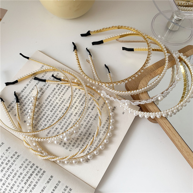 the republic of korea Retro Pearl Hair hoop Sen family Ultra cents girl Head hoop Versatile go out lady temperament Hair band