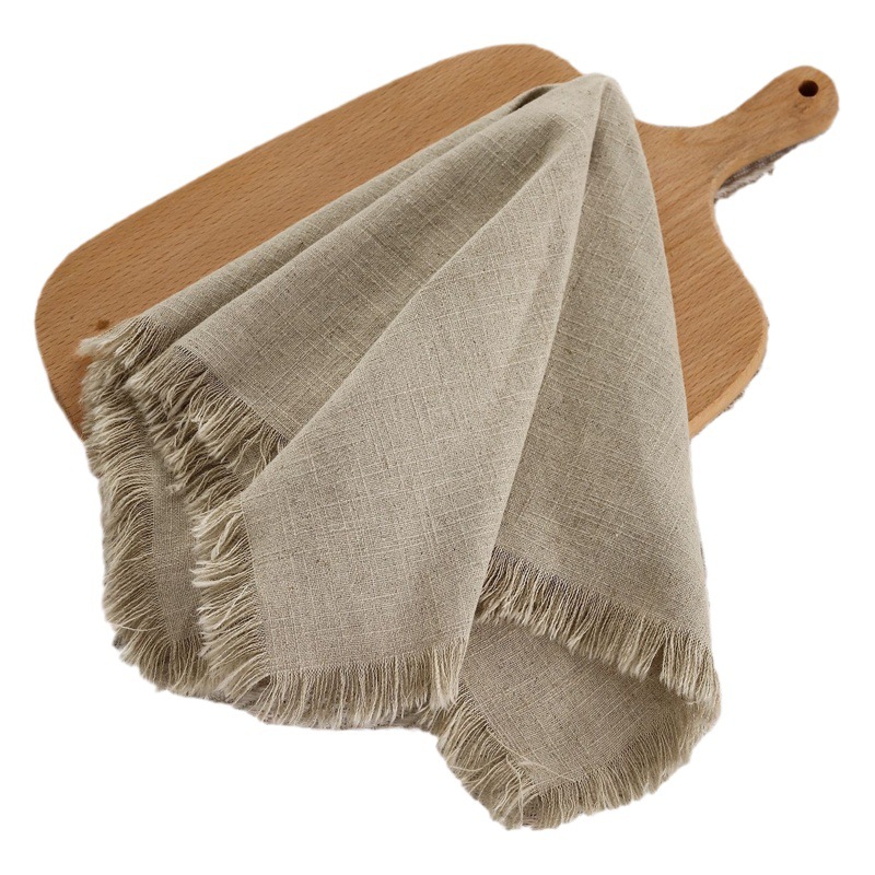 Lino servilleta tela algodón de la boca deshilachado franja país americano tela llanura boda partido Amazon