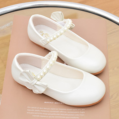 Children's White Princess Soft Sole School Shoes for Kids, Spring and Autumn Season Baby Girl Shoes, Single Strap, for Children and Performances