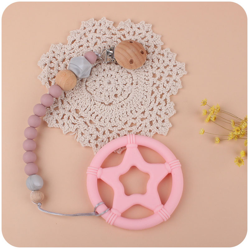 Nuevo bebé suministros de dibujos animados de silicona estrella teether dientes del bebé juguetes Amazon AliExpress