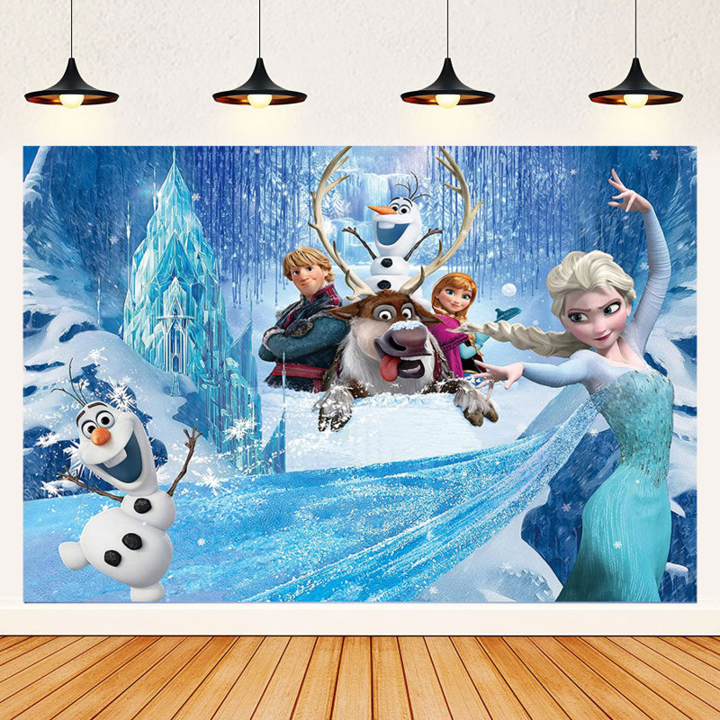 アナと雪の女王の誕生日パーティークロスボーダー写真背景漫画子供の新しい背景リビングルーム|undefined
