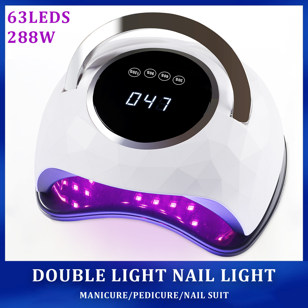 Lámpara de diamante 288W máquina de fototerapia de secado rápido de uñas 63 perlas de lámpara de alta potencia pegamento para hornear rápido