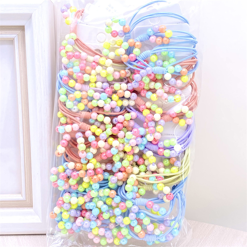 Tarjeta de color caramelo tejido banda de pelo cuerda de pelo chica simple banda de goma del todo-fósforo de alta elástico durable accesorios para el cabello tocado 2 yuanes