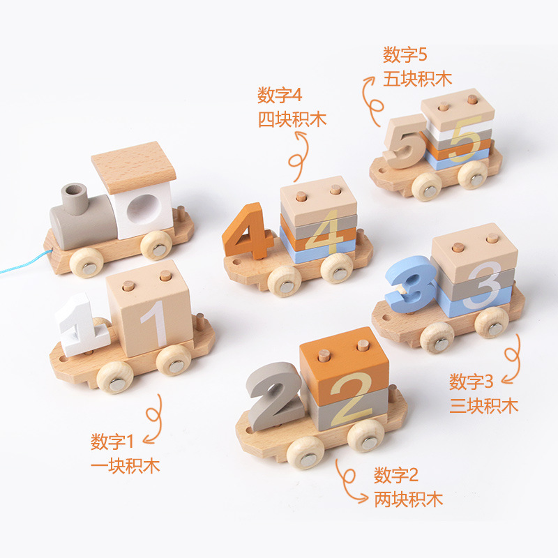 Juguete para niños pequeños Anpanman Madera de madera de arrastre magnético Tren animal Tren de cuerda Juguete image 5