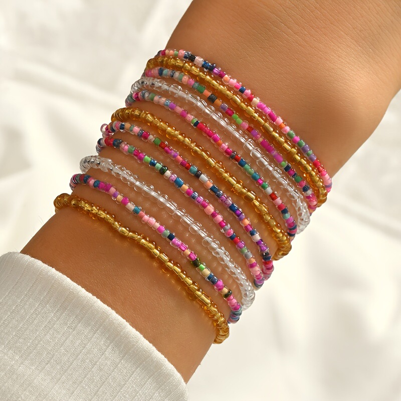 Temu Hot-Selling Bohemian Style Elastic Multi-Layered Seed Bead Bracelet for Girls Temu Hot-Selling Bohemian Style Elastic Multi-Layered Seed Bead Bracelet for Girls