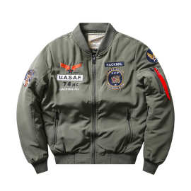 秋冬新款棒球服棉服飞行服夹克男加棉外套老虎刺绣logo 跨境直供