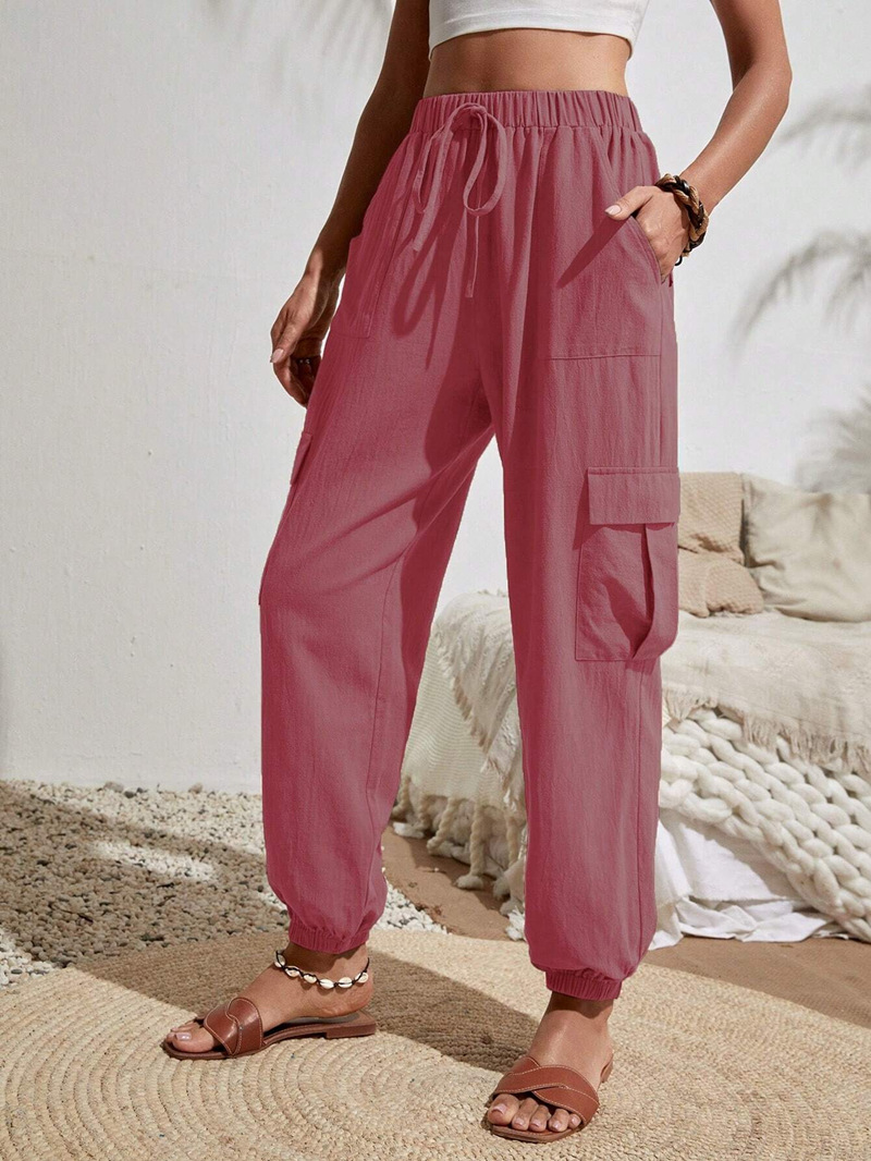 Pantalones de Mujer para Trabajo Casual, Color Sólido Versátil, con Bolsillos, Primavera-Verano 2025, Ropa de Mujer Europea y Americana, Amazon, Tiktok, Temu image 10
