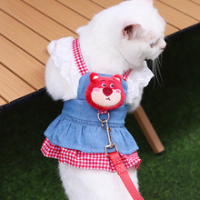猫咪衣服牵引绳遛猫绳背心式防挣脱猫猫外出绳子溜猫衣奶猫公主裙