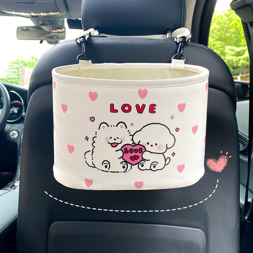 Graffiti cartoon car seat back storage box trash can car interior multi-functional creative hanging sundry storage box
