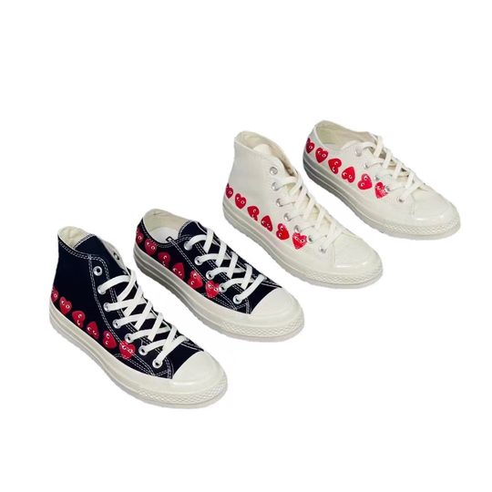 Putian 1:1 Pure Original 1970s Kawakubo Ling Love Joint Canvas Shoes Couple Internal Add Joker High-top Shoes