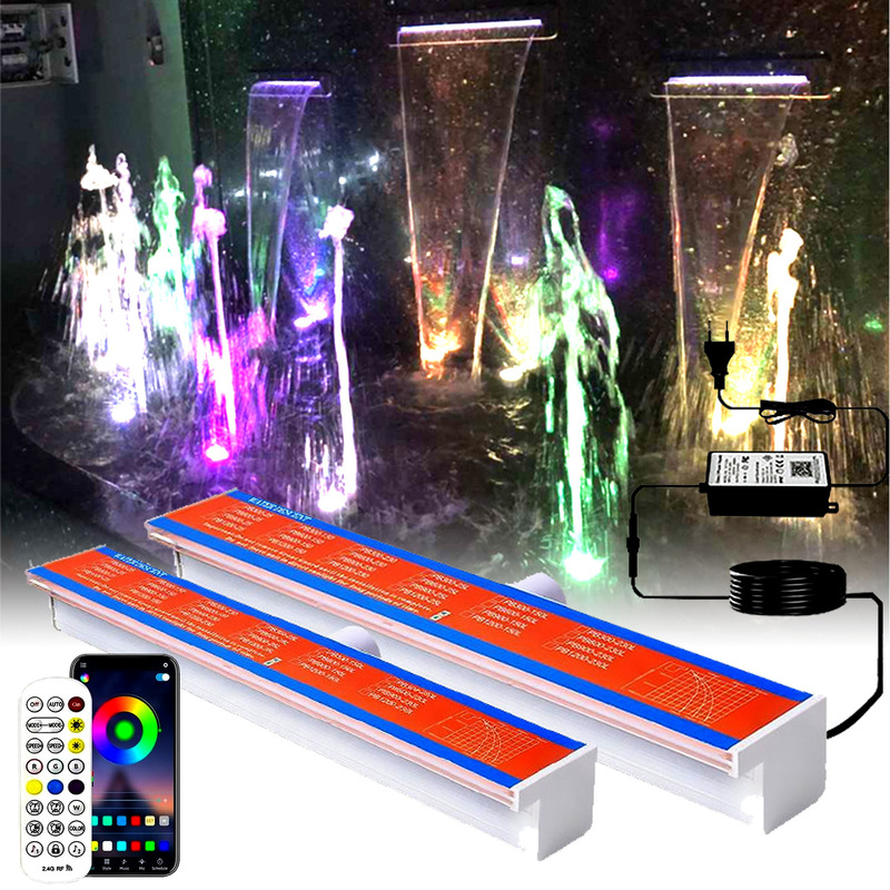 Acrylic Waterfall Outlet Pvc Plastic Waterfall Fountain Courtyard Water Feature Flowing Water Curtain Wall Led