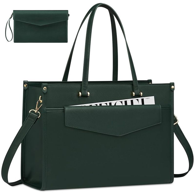 [Customized] PU Leather Women's Shoulder Bag Business Briefcase 15.6-inch Laptop Tote Bag - Thumbnail 6