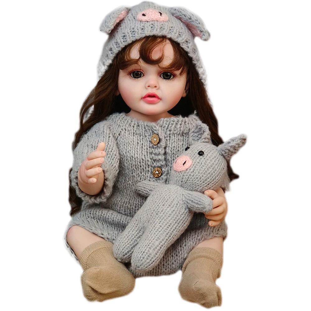 Кукла реборн, реалистичное новорожденное с имплантированными волосами, подарочная коробка в виде серой свинки, автомат для выдачи игрушек TikTok, популярный трансграничный экспортный товар, дропшиппинг.