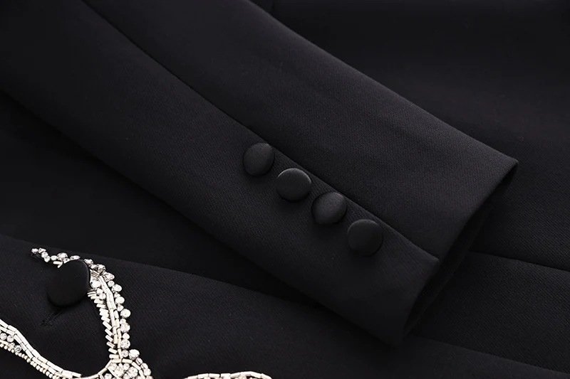 Women's Clothing 2024 Spring New Super Heavy Industry Flower Beading BLINGBLING Waist Satin Collar Suit Dress Ready in Stock_ipsvogv.com