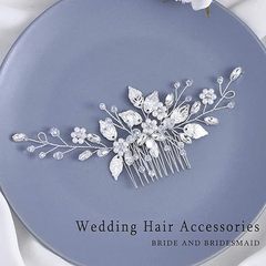 欧米のクロスボーダー銀色の葉の合金の真珠の手の髪の櫛の挿し込みの結婚式の新婦の頭飾りのアマゾンは専用に提供します。