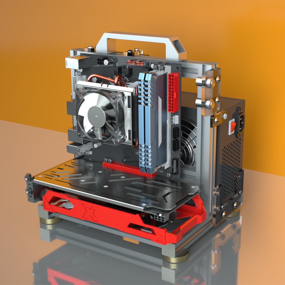 DL 迷你便携式 紧凑台式机 白色手提款 支持水冷 ITX机箱 开放式