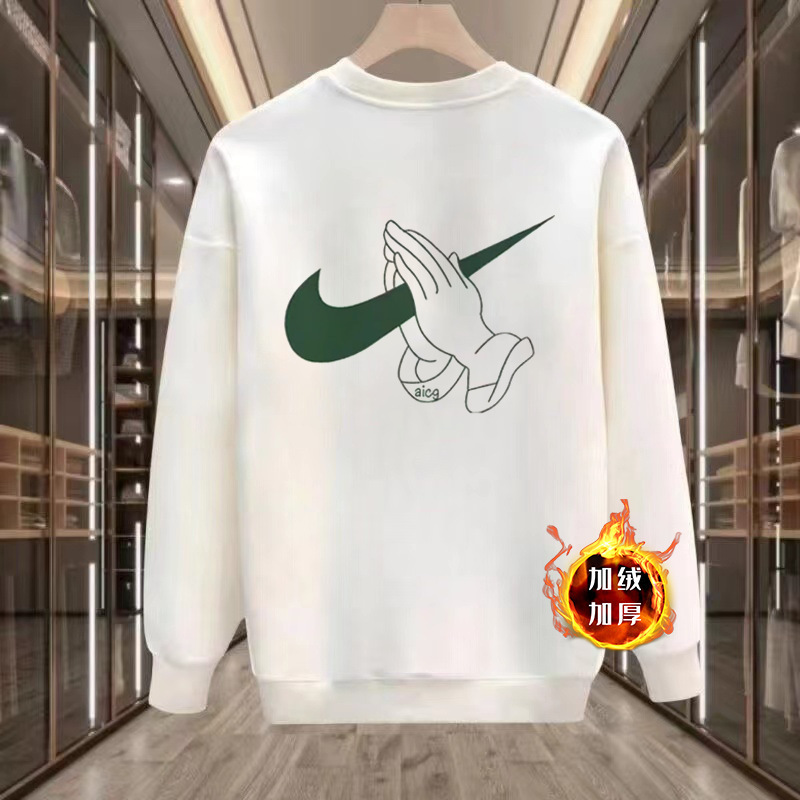 350g Chinese cotton men's crew neck fleece-lined sweatshirt, new autumn and winter trendy printed slim-fit casual top 350g Chinese cotton men's crew neck fleece-lined sweatshirt, new autumn and winter trendy printed slim-fit casual top
