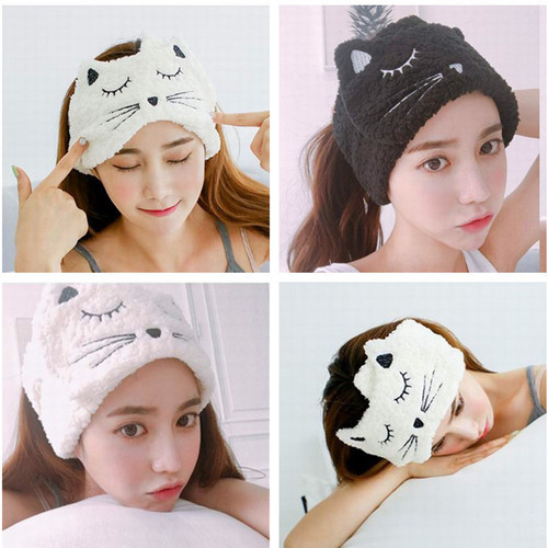 New embroidered cat wide-brimmed headband, face wash headband, headband, magic paste, confinement cap, turban, wholesale