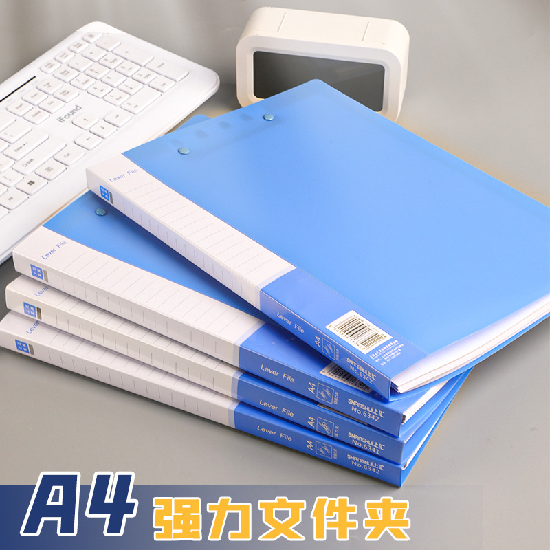 Carpeta de plástico de oficina a4 carpeta de doble clip carpeta de archivos gruesa carpeta de hoja de papel carpeta de secretaria