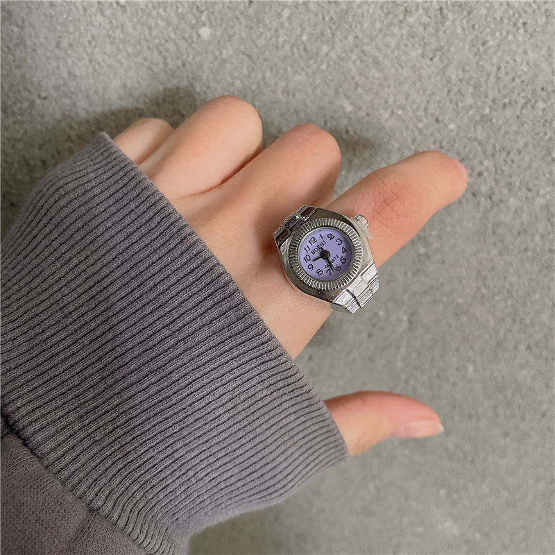 Striped purple disc round watch