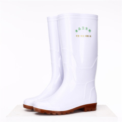Direct Manufacturer Sale White Food Boot Non-Slip Oil-Resistant Acid-Base Resistant Thick Cowhide Sole High-Cut Protective Rain Boot