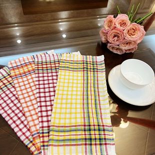 Foreign Trade Export Factory Direct Sales Cotton Napkin Cloth Yarn-dyed Plaid Tea Towel Kitchen Towel Food Shooting