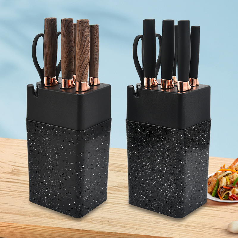 Cuchillo de red multifuncional, mango inclinado de siete piezas, conjunto de cuchillos de acero inoxidable, conjunto completo de cuchillos de cocina domésticos