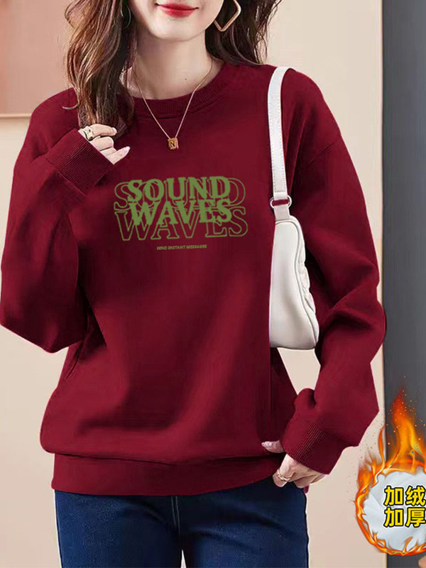 2025 Autumn and Winter New Women's Large Size Velvet Thickeneded Pure Cotton Tops Versatile Slimming Look Fashionable Lazy Style Sweatshirt