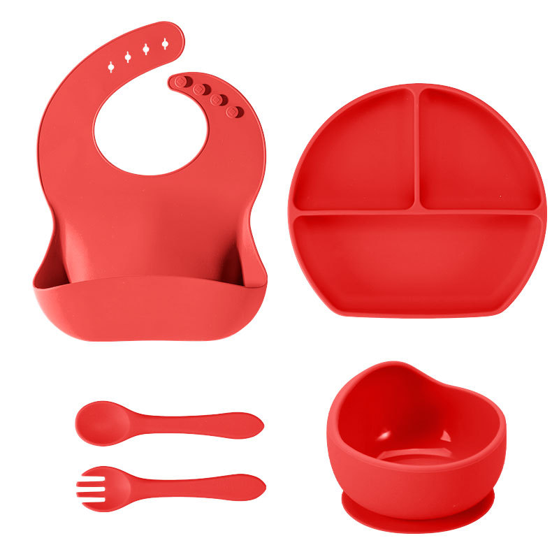 Vajilla de Silicona para Bebés/Niños, Incluye Tazón y Cubiertos, Antideslizante