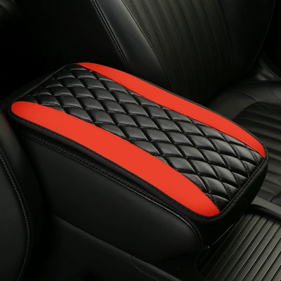 Car Central Armrest Box Pad Cross-Border Manufacturer Carbon Fiber Car Armrest Box Pad Memory Foam Armrest Cover Protective Pad (Armrest box pad) - red-and-black-rhombus