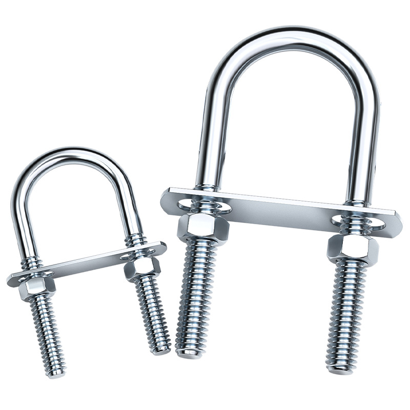 Acero al carbono galvanizado con deflector de tuerca tornillo de perno en forma de U acero abrazadera de tubo de acero en forma de U conector de fijación de fijación de fijación m6M8M12